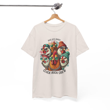 Cluck Rock Crew T-Shirt — Bad Ass Birds Vintage Chicken Band Tee