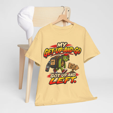 My Get-Up-And-Go Got Up And Left Turtle T-Shirt | Funny Lazy Turtle Tee