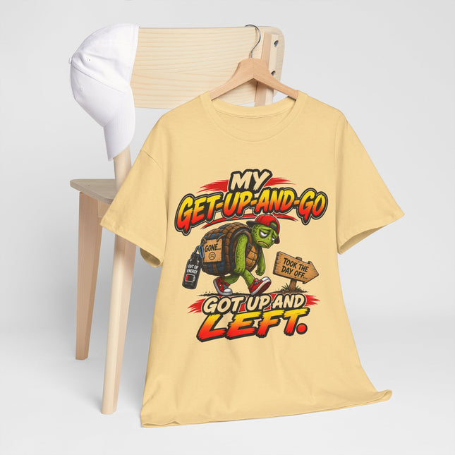 My Get-Up-And-Go Got Up And Left Turtle T-Shirt | Funny Lazy Turtle Tee
