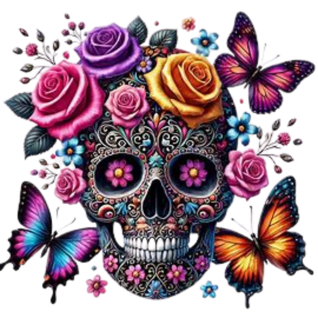 Floral Sugar Skull Butterfly Eco Solvent or Sublimation Heat Transfer
