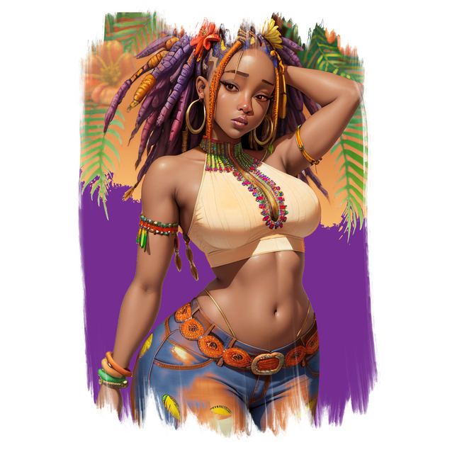Island Girl with Locs #13 – Eco Solvent Heat Transfers & Ready to Press Eco Solvent Transfers Style Junction – Custom Digital Designs & Apparel