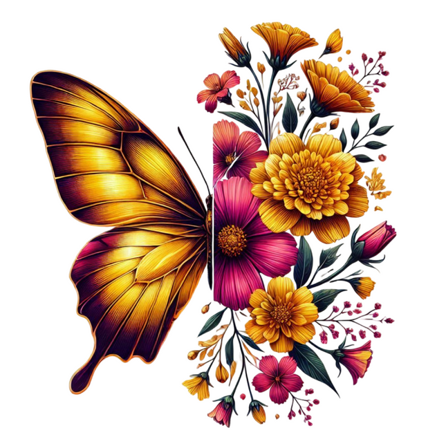 Butterfly & Floral Design for Apparel – DTF Heat Transfers #14 DTF Transfers Style Junction – Custom Digital Designs & Apparel