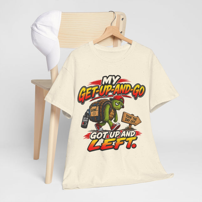 My Get-Up-And-Go Got Up And Left Turtle T-Shirt | Funny Lazy Turtle Tee