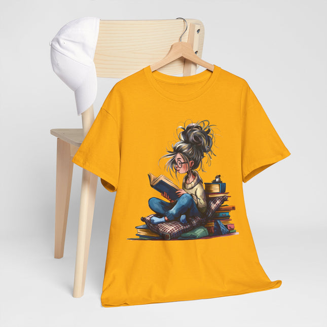 Booklover Graphic Tee — Cozy Reading Girl Illustration