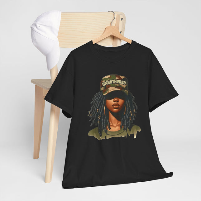 T-Shirt — Camouflage 'Unbothered' Dreadlock Portrait Tee