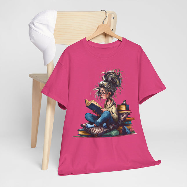 Booklover Graphic Tee — Cozy Reading Girl Illustration