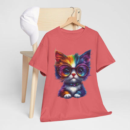 Colorful Glasses Kitten T-Shirt — Cute Rainbow Cat Graphic Tee