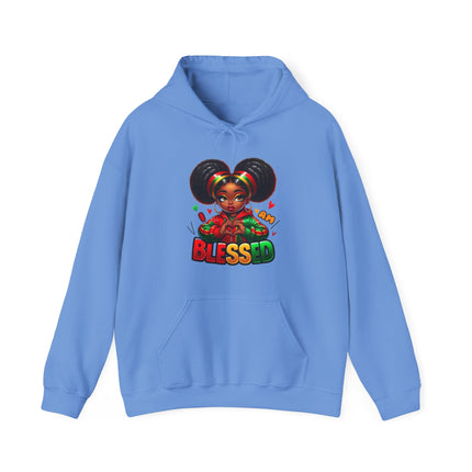 Blessed Afro Girl Hoodie — Cute Rasta-Inspired 'Blessed' Pullover for Black Girls & Teens