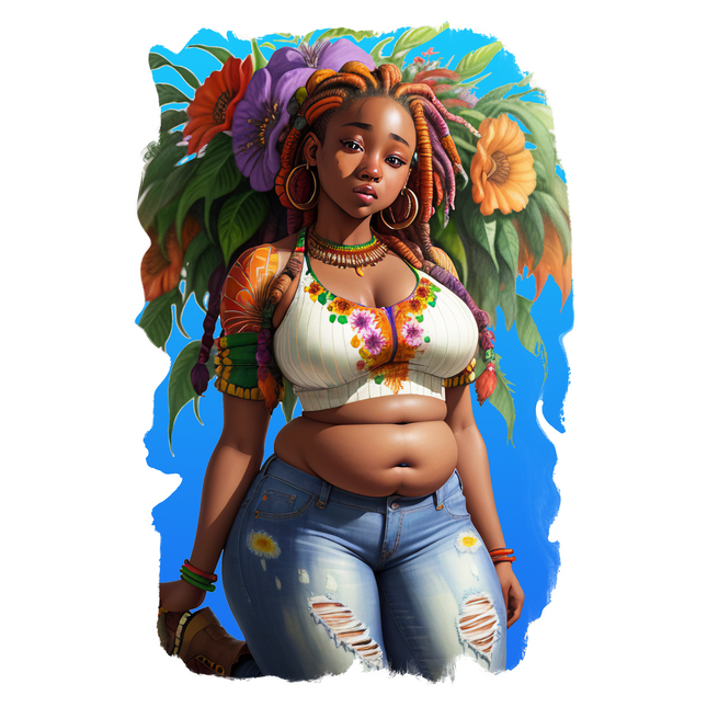 Island Girl with Locs #14 – Eco Solvent Heat Transfers & Ready to Press Eco Solvent Transfers Style Junction – Custom Digital Designs & Apparel