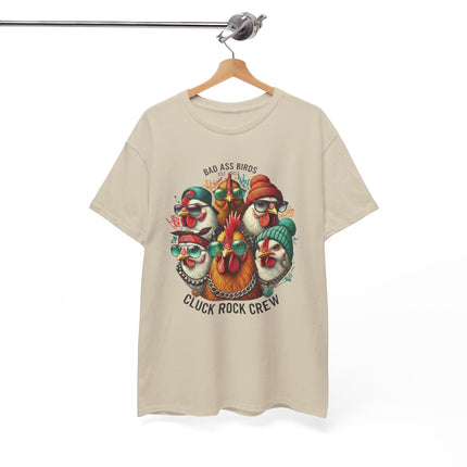 Cluck Rock Crew T-Shirt — Bad Ass Birds Vintage Chicken Band Tee