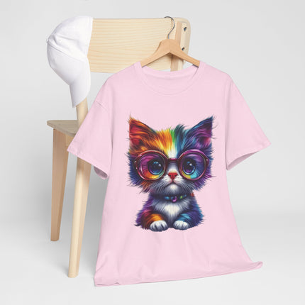 Colorful Glasses Kitten T-Shirt — Cute Rainbow Cat Graphic Tee