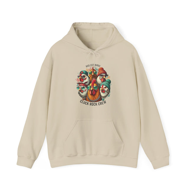 Chicken Crew Vintage Farmhouse Hoodie – "Cluck Rock Crew" Rooster Graphic