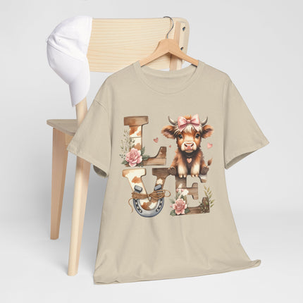 Love Farm Cow T-Shirt — Floral Cow "LOVE" Graphic Tee