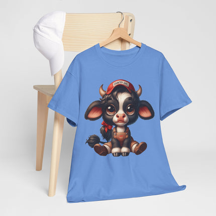 Cute Sitting Cow Tee – Adorable Cartoon Calf Graphic T-Shirt