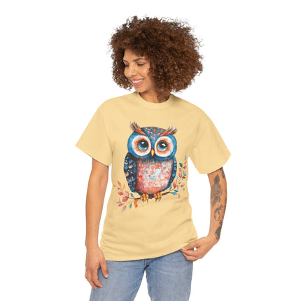 Boho Owl Watercolor T-Shirt Cute Forest Bird Graphic Fall Leaves Nature Art Unisex Tee Rustic Woodland Shirt Gift Ideas!