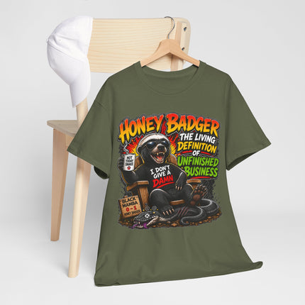 Honey Badger Illustration Tee | 'The Living Definition of Unfinished Business'
