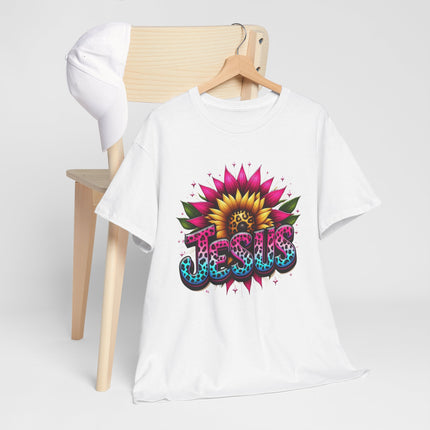 Jesus Floral Sunflower T-Shirt — Colorful Faith Graphic Tee
