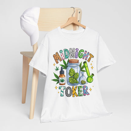 Midnight Toker T-Shirt — Cannabis Graphic Tee for Smokers