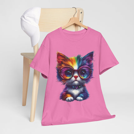 Colorful Glasses Kitten T-Shirt — Cute Rainbow Cat Graphic Tee