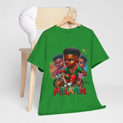 Melanin Kids Bike Graphic Tee — Retro Urban Proud Black Culture T‑Shirt