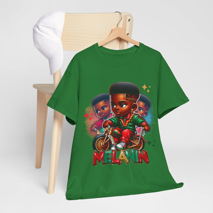 Melanin Kids Bike Graphic Tee — Retro Urban Proud Black Culture T‑Shirt