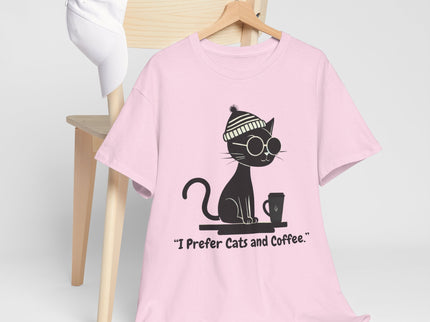 I Prefer Cats and Coffee Cat Illustration Tee | Coffee Lover Women's T-Shirt