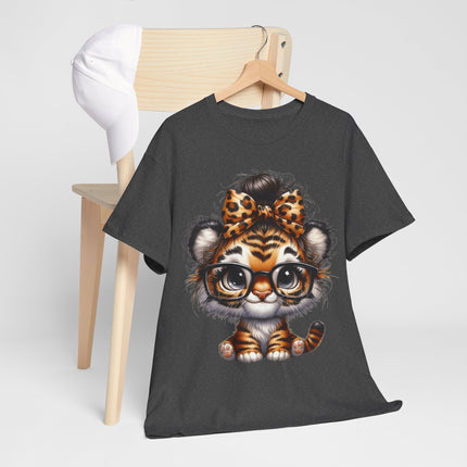 Cute Baby Tiger Tee — Adorable Glasses & Bow Graphic Shirt