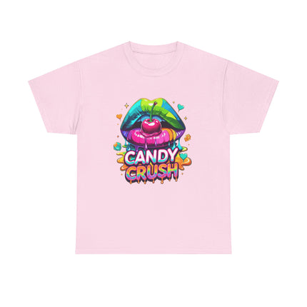 T-Shirt — Candy Crush Colorful Lip & Cherry Graphic Tee