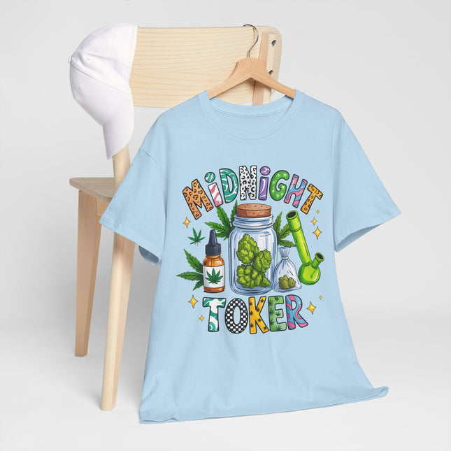 Midnight Toker T-Shirt — Cannabis Graphic Tee for Smokers
