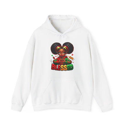 Blessed Afro Girl Hoodie — Cute Rasta-Inspired 'Blessed' Pullover for Black Girls & Teens