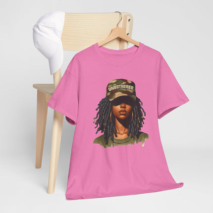 T-Shirt — Camouflage 'Unbothered' Dreadlock Portrait Tee