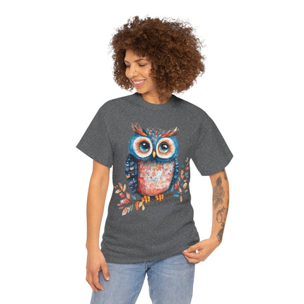 Boho Owl Watercolor T-Shirt Cute Forest Bird Graphic Fall Leaves Nature Art Unisex Tee Rustic Woodland Shirt Gift Ideas!