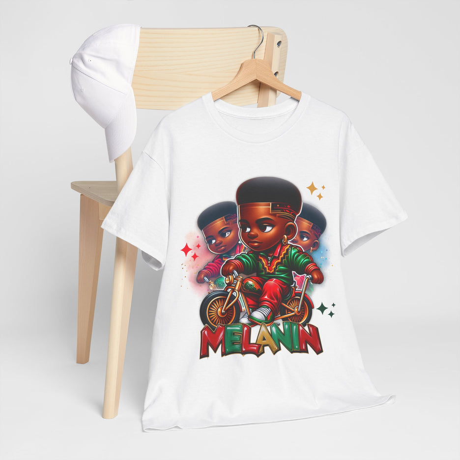 Melanin Kids Bike Graphic Tee — Retro Urban Proud Black Culture T‑Shirt