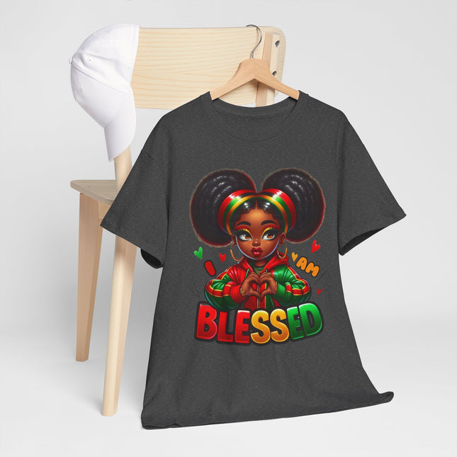 Blessed Girl Graphic Tee — Afro Puffs Rasta Colors