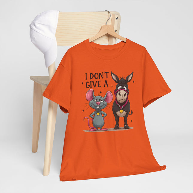 T-Shirt — “I Don’t Give A…” Funny Donkey & Mouse Graphic Tee