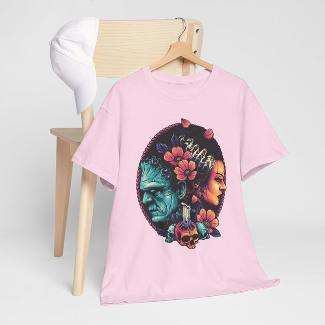 T-Shirt — Dual Faces Floral Skull Design (Day of the Dead Inspired)
