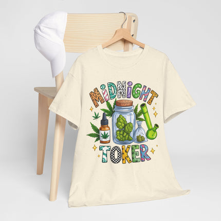 Midnight Toker T-Shirt — Cannabis Graphic Tee for Smokers