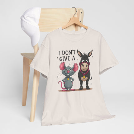 T-Shirt — “I Don’t Give A…” Funny Donkey & Mouse Graphic Tee