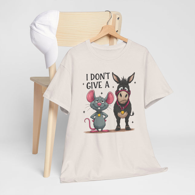 T-Shirt — “I Don’t Give A…” Funny Donkey & Mouse Graphic Tee