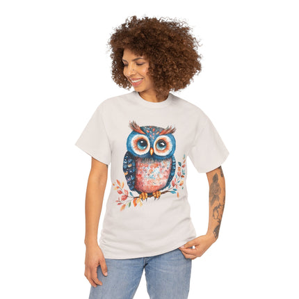 Boho Owl Watercolor T-Shirt Cute Forest Bird Graphic Fall Leaves Nature Art Unisex Tee Rustic Woodland Shirt Gift Ideas!