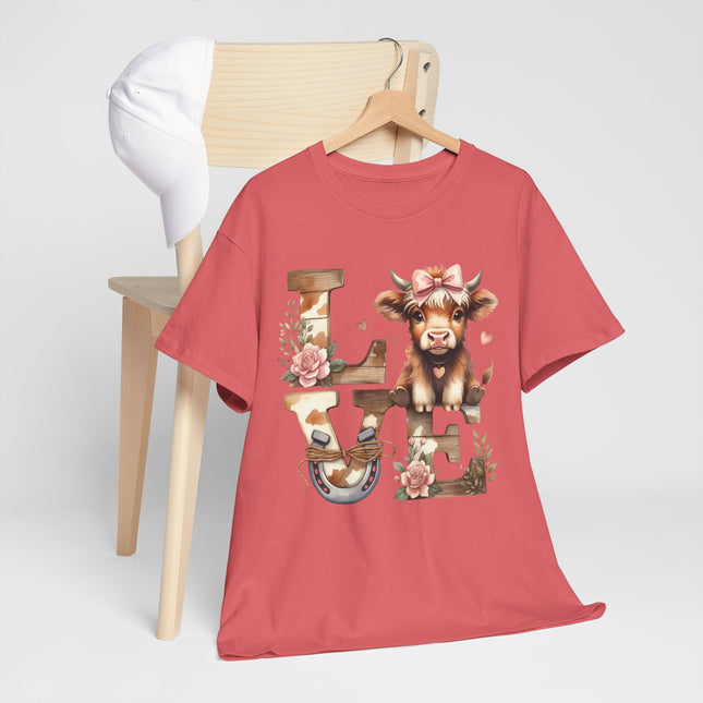 Love Farm Cow T-Shirt — Floral Cow "LOVE" Graphic Tee