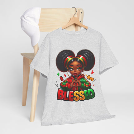 Blessed Girl Graphic Tee — Afro Puffs Rasta Colors