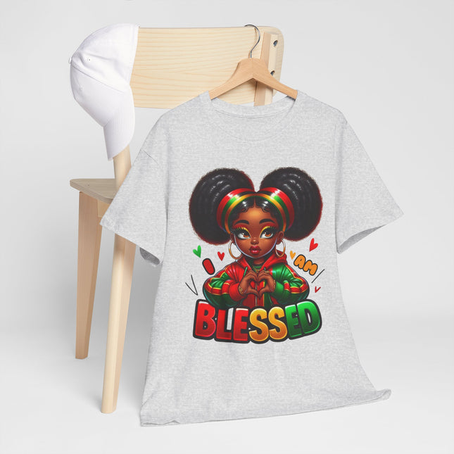 Blessed Girl Graphic Tee — Afro Puffs Rasta Colors