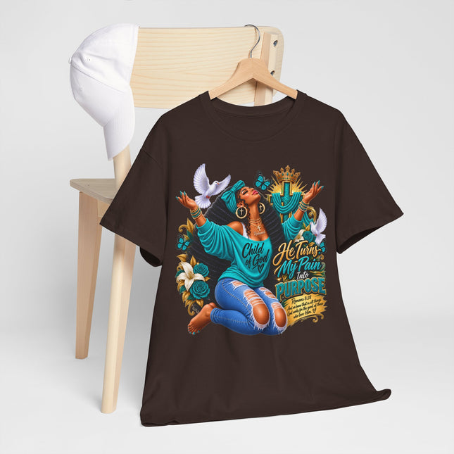 Inspirational Faith T-Shirt — "He Turns My Pain Into Purpose" Graphic Tee