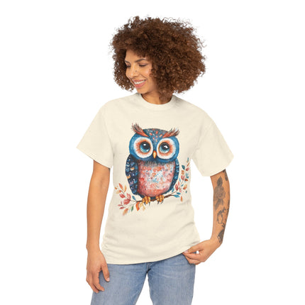 Boho Owl Watercolor T-Shirt Cute Forest Bird Graphic Fall Leaves Nature Art Unisex Tee Rustic Woodland Shirt Gift Ideas!