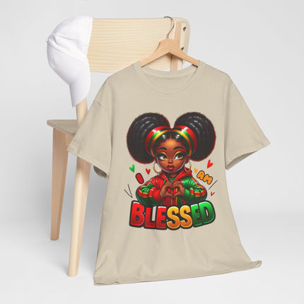 Blessed Girl Graphic Tee — Afro Puffs Rasta Colors