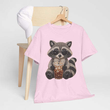 Cute Raccoon Holding Coffee T-Shirt — Cozy Animal Lover Tee