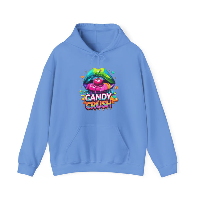 Candy Crush Graphic Hoodie — Colorful Lip & Heart Candy Design