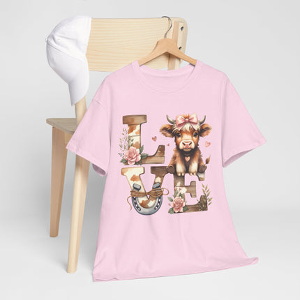Love Farm Cow T-Shirt — Floral Cow "LOVE" Graphic Tee