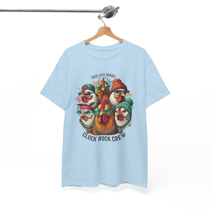 Cluck Rock Crew T-Shirt — Bad Ass Birds Vintage Chicken Band Tee